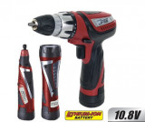 Set masina pentru gaurire si insurubare cu baterie 10.8V LI ION + Lanterna + Minipolizor drept Raider Power Tools