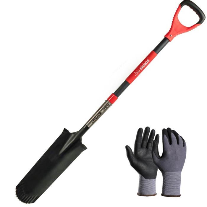 Set harlet, cazma, ingust, varf zimtat, maner fibra sticla, 128 cm, cu manusi, RedShark