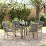 VidaXL Set de masă pentru grădină cu pernă 5 pcs Bej Rattan poli