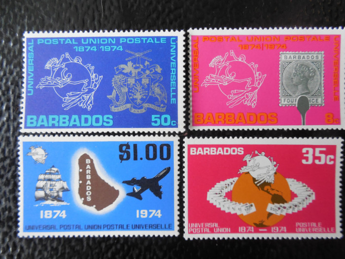Barbados-Centenarul UPU-serie completa -nestampilate