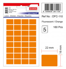 Etichete Autoadezive Color, 16 X 22 Mm, 160 Buc/set, Tanex - Orange Fluorescent foto