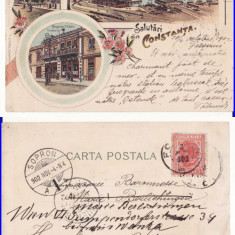 Constanta, Dobrogea - Litografie 1902- Portul, Libraria Dabo