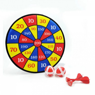 Joc de darts cu 2 mingi si 2 sageti, velcro, pentru copii, 28 cm, multicolor foto
