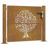 Cumpara ieftin Poarta pentru gradina, 105x130 cm, otel corten, model copac