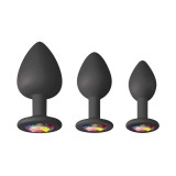 Set 3 Dopuri Anale Cu Bijuterie Glams Spades Trainer Kit, Negru, NS Toys