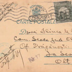 1941 Romania WW2 - Carte postala, intreg cu stampila de cenzura CONSTANTA 17