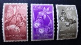 Serie Completă Guineea Spaniolă 1958 Ziua Timbrului Fluturi și Flori Tropicale 3 Timbre Neștampilate - A0023
