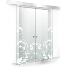 Usa culisanta Boss &reg; Duo model La Vie alb, 60+60x215 cm, sticla Gri securizata, glisanta in ambele directii