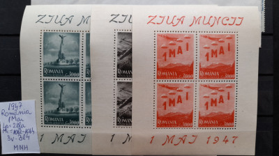 1947-Romania-1 Mai-Lp218a-Bl4-guma orig.-MNH foto