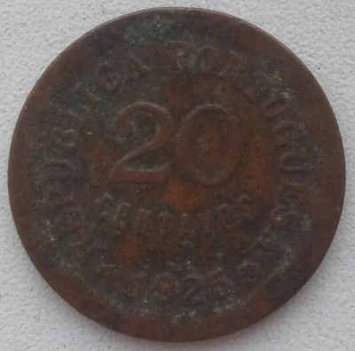 Moneda Portughalia - 20 Centavos 1925 foto