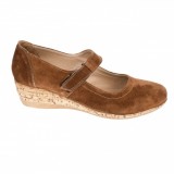 Pantofi dama, casual, din piele naturala intoarsa, maro - P38MVEL