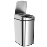 HOMCOM Coș Gunoi 12L cu Senzor Infraroșu, Buton Touch și Găleată Detașabilă, Coș de Gunoi din Oțel Inoxidabil, ABS și PP, 28x22x41 cm, Argintiu | Aoso