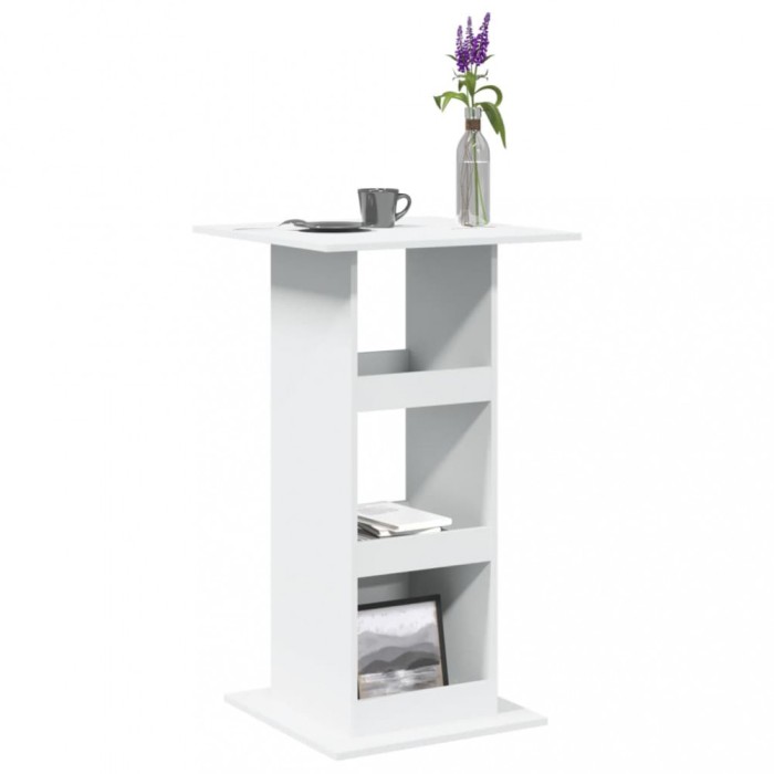 vidaXL Masă de bar cu depozitare, alb, 60x60x102 cm, lemn prelucrat 854328