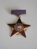 M3 L 43 - Insigna - tematica comunism - Fruntas in intrecerea socialista - 1966, Romania de la 1950