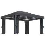 Cumpara ieftin Pavilion cu perdele &amp; siruri lumini LED, antracit, 4x3 m