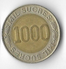 Moneda 1000 sucres 1997 - Ecuador, comemorativa foto