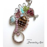 B175a. Pandantiv Calut de mare cu Larimar si Ochi de Tigru, Argint, Lux, Love