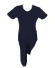 Costum Medical Pe Stil cu Elastan, cu fermoar, Bluemarin, Model Ana - L, 4XL, Bleumarin