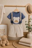 Donino, set pantalonasi cu tricou si bretele (Marime Disponibila: 6-9 luni)