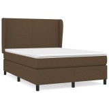 Cumpara ieftin Pat continental cu saltea, maro inchis, 140x200 cm, textil