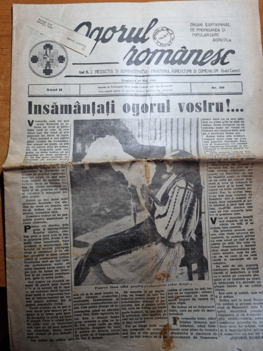 revista ogorul romanesc 19 mai 1940-verdeturile alimentatia omului