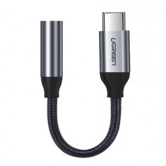Ugreen Adaptor pentru căști mini jack de 3,5 mm la adaptor pentru căști USB tip C 10cm - gri (30632)