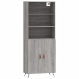 Dulap inalt, gri sonoma, 69,5x34x180 cm, lemn compozit