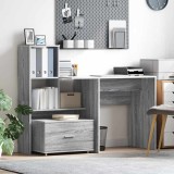 Birou cu sertar cu raft sonoma gri 131.5 x 50 x 106.5 cm Lemn compozit