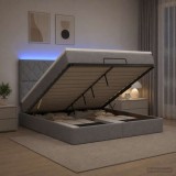 Cumpara ieftin Pat Ottoman cu Saltea si LED Gri deschis 180 x 200 cm Tesatura
