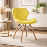 Cumpara ieftin Scaun Living Stil Scandinav Leobert Lago, Catifea Galbena, Picioare Lemn Fag, 48x52.5x74 cm