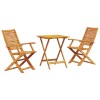 Set Bistro Pliabil 3 buc. Maro Lemn Solid de Acacia
