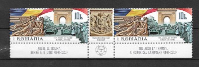 ROMANIA 2021 - ARCUL DE TRIUMF, STRAIF DIN COALA DE POSTA (5), MNH - LP 2348 foto