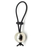 Inel Penis Pearl cu Bila Metalica, Silicon Premium, Negru, Guilty Toys, Mighty Warrior