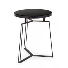 Masuta de cafea din fier negru cu blat din sticla Zaira &Oslash; 40 cm x 50 h