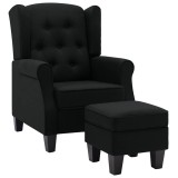 Cumpara ieftin Fotoliu cu taburet pentru picioare, negru, material textil