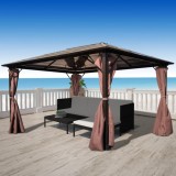 VidaXL Pavilion cu perdea, maro, aluminiu, 400 x 300 cm