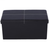 Cumpara ieftin Bancuta pliabila piele ecologica neagra Imra 76x38x38 cm