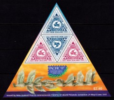 New Zealand 1997 - Expo filatelic, porumbei, bloc neuzat foto
