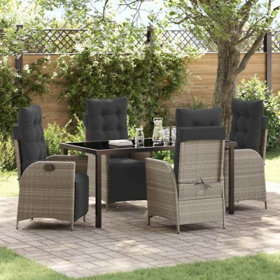 vidaXL Set de masă pentru grădină 5 pcs Gri deschis Rattan poli 3380571 foto