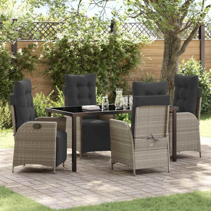 vidaXL Set de masă pentru grădină 5 pcs Gri deschis Rattan poli 3380571