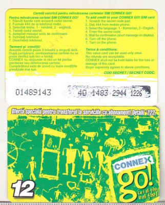 bnk card Romania - Connex - reincarcare Go! 12 - RO-CON-REF-0017A foto