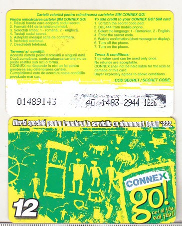 bnk card Romania - Connex - reincarcare Go! 12 - RO-CON-REF-0017A