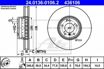 Disc frana BMW Seria 5 (E60) (2003 - 2010) ATE 24.0136-0106.2 foto