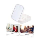 Portfard cosmetice cu oglind&Auml; led, 3 modele de lumin&Auml;, &Atilde;nc&Auml;rcare usb, baterie 1200 mah, compartimentat, imita&Egrave;ie piele, alb, 16.5x11.5x6 cm