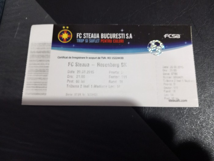 Bilet Steaua - Rosenborg BK
