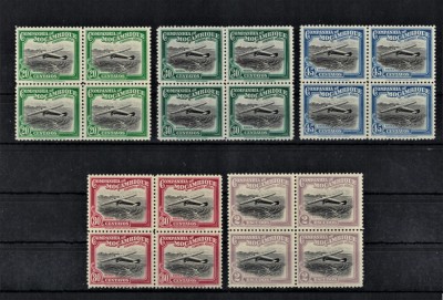MOZAMBIC 1935 - Avioane, posta aeriana/ serie nestampilata in blocuri foto
