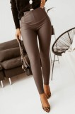 Pantaloni Dama Eleganti Casual Talie Inalta Maro Elastici S/M, M, XL. Pantaloni cu Fermoar, Material Vascoza Poliamida Elastan