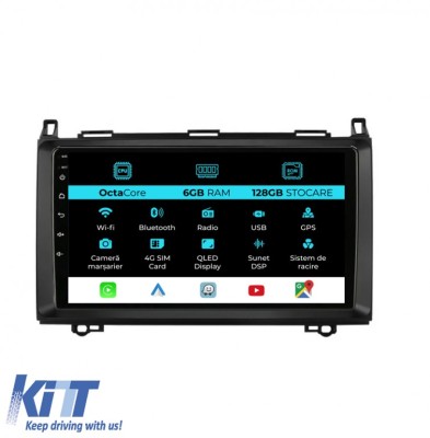 Navigatie Dedicata Mercedes Vito Sprinter Viano B200 A B Class (2005-2012) , 9Inch, 6Gb Ram, 128Gb Stocare, Carplay Performance AutoTuning foto