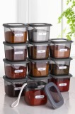 Cumpara ieftin Set 12 cutii de depozitare alimente Foly - Anthracite, Antracit