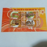 Bloc de 4 timbre &bdquo;Carnivore II&rdquo; (Animale de pradă) emis de Republica Congo &icirc;n anul 2010 CTO